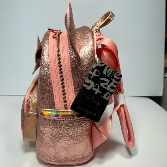 NWT. Loungefly Disney Minnie Mouse backpack. Metallic pink iridescent color - Picture 6 of 16